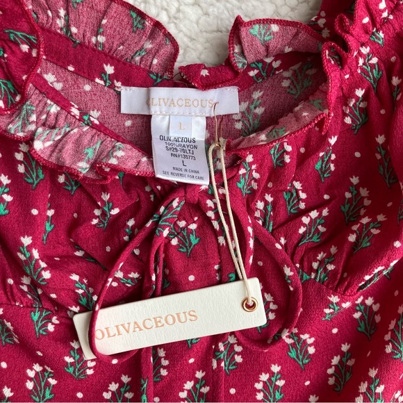 NWT Olivaceous Women’s fuschia short sleeve milkmaid crop top, Sz L - Picture 11 of 17